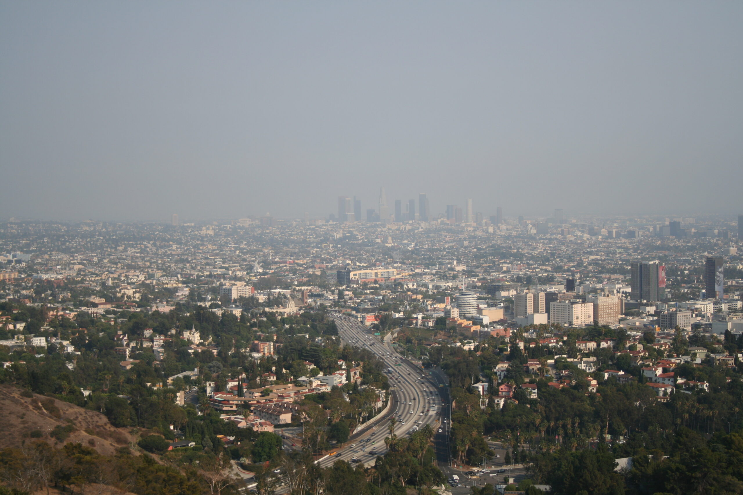 Los Angeles skyline under visible smog